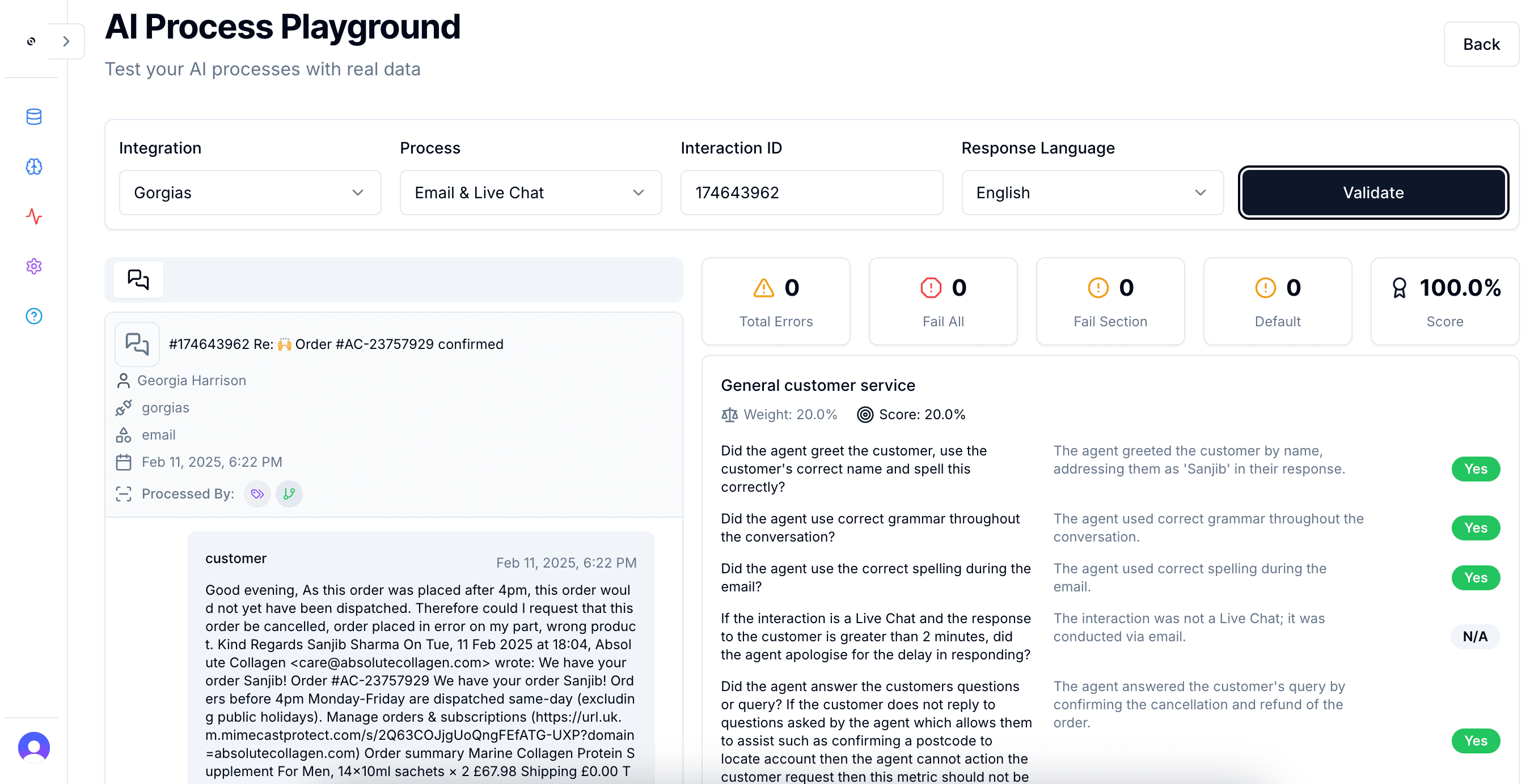 Oversai Observability Platform - Complete visibility dashboard showing all customer interactions across channels. Unified view displaying AI and human agent conversations, quality metrics, and real-time monitoring capabilities.